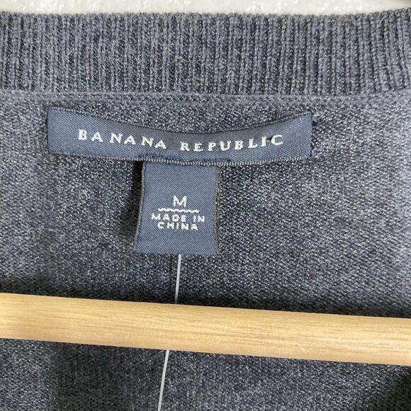 Banana Republic Sweater Womens Medium Gray Silk Blend Applique Cardigan Floral - Picture 5 of 15